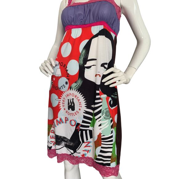 Custo Barcelona 90's y2k graphic face print camisole dress vintage - Picture 6 of 6